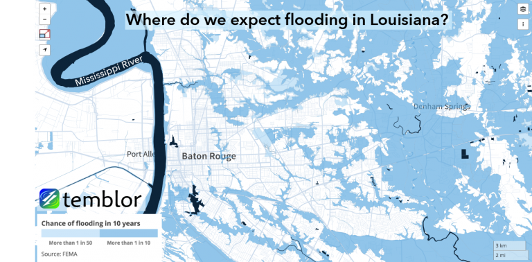 Louisiana Flood Map LA Temblor Net Large Map LA 768x378 