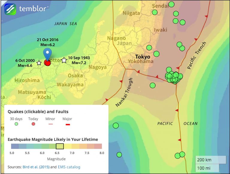 Japan earthquake map