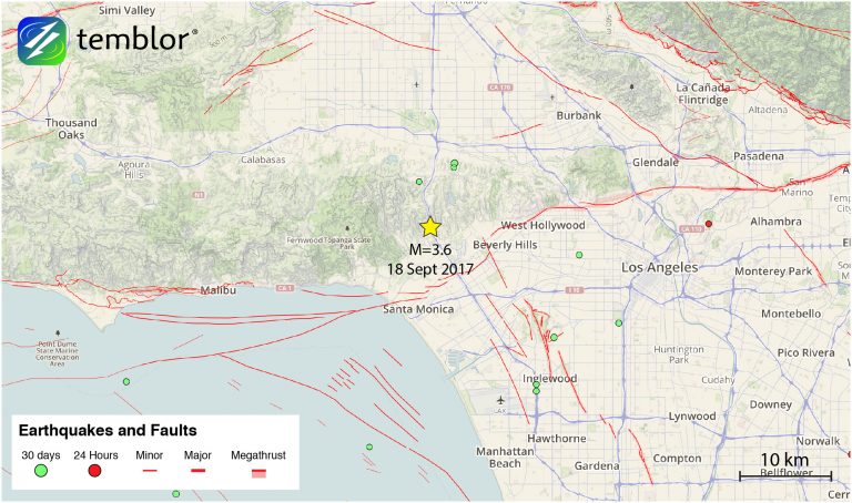 Los angeles earthquake map Temblor