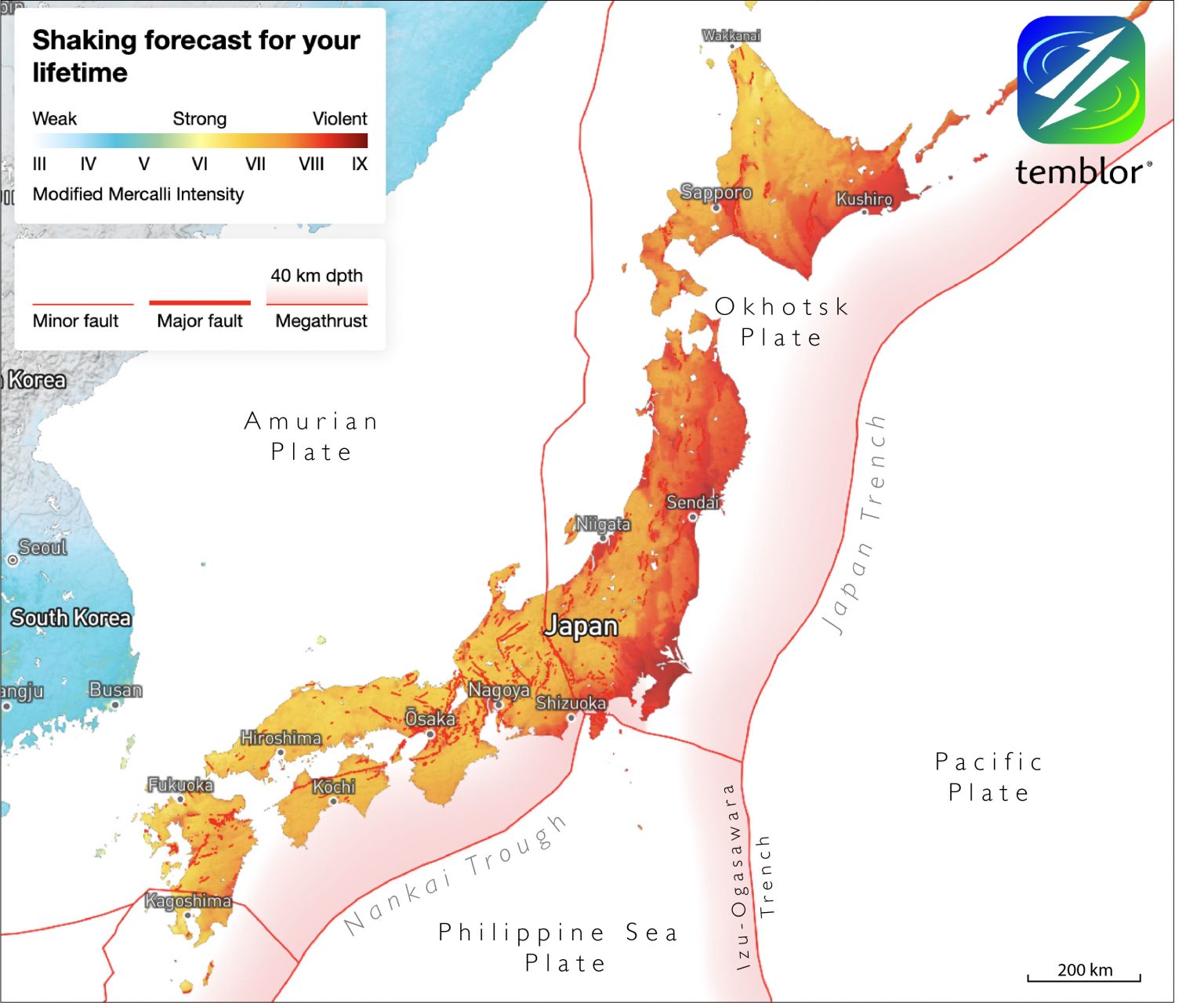 Japan earthquake zones