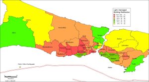 Figure 20. Distribution of lightly damaged buildings. Credit: Erdik et al., 2025, CC BY-NC-ND 4.0