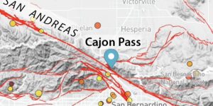 Zoomed in faullt map of Cajon Pass.