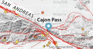 Zoomed in faullt map of Cajon Pass.